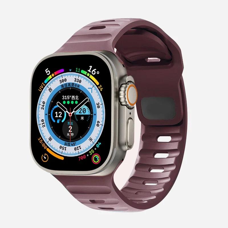 Мягкий силиконовый ремешок для Apple Watch Band Ultra 49 мм 44 мм 45 мм 42 мм 41 мм 42 мм 38 мм спортивный ремешок для часов iwatch Serise 8 7 6 5 браслет