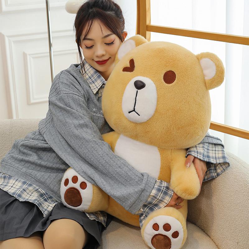 With Bowknot Bear Wings Plush Toy Cartoon Stuffed Doll Bedroom Gift Decoration