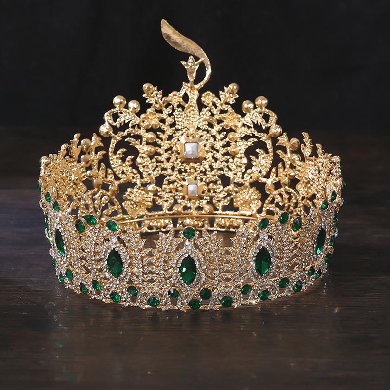 Baroque Large Diadem Bridal Crown Pageant Miss Tiaras Headdress Bride Wedding Dress Hair Jewelry Accessories