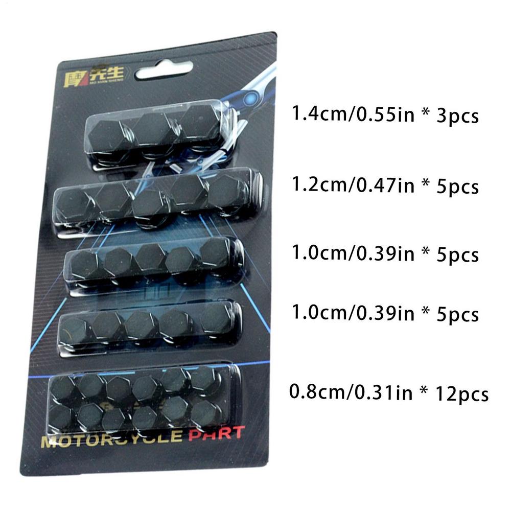 Motorcycle Nut Bolt Cover Motorcycle Screw Hat Cover 30PCS/Set Screw Nut Bolt Covers Rustproof Engine Nut Bolt Cover