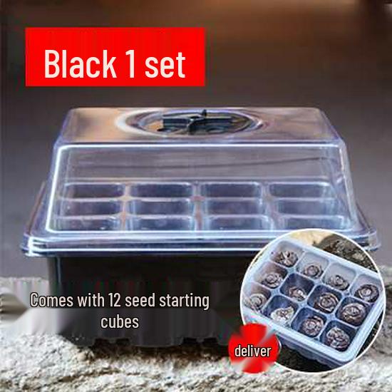 Three-Piece Succulent Seedling Tray Set: 12-Hole Plastic Box with Lid for Moisture and Temperature Control