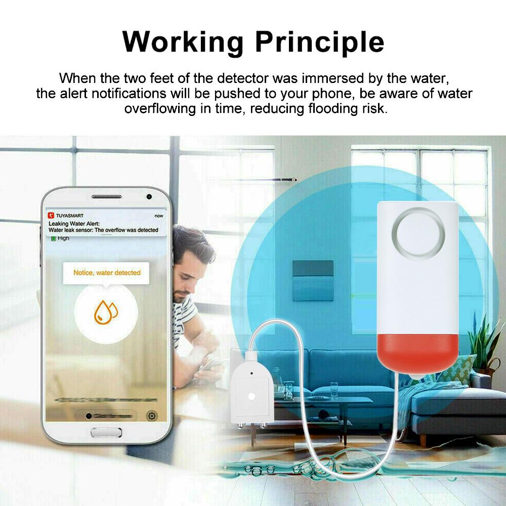 Умный датчик утечки воды WiFi, датчик утечки воды, датчик вторжения, сигнализация перелива, пульт дистанционного управления Tuya Smart Life для домашней безопасности
