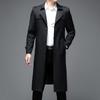 Spring and Autumn New Men's Trench Coat Belt Slim Long Knee Double-breasted Suit Collar Korean Version Trench Coat Men's Coat