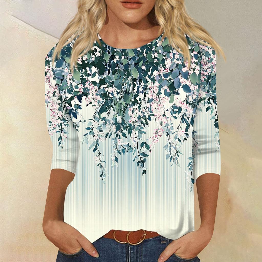 Женский модный повседневный пуловер с воротником три четверти и принтом