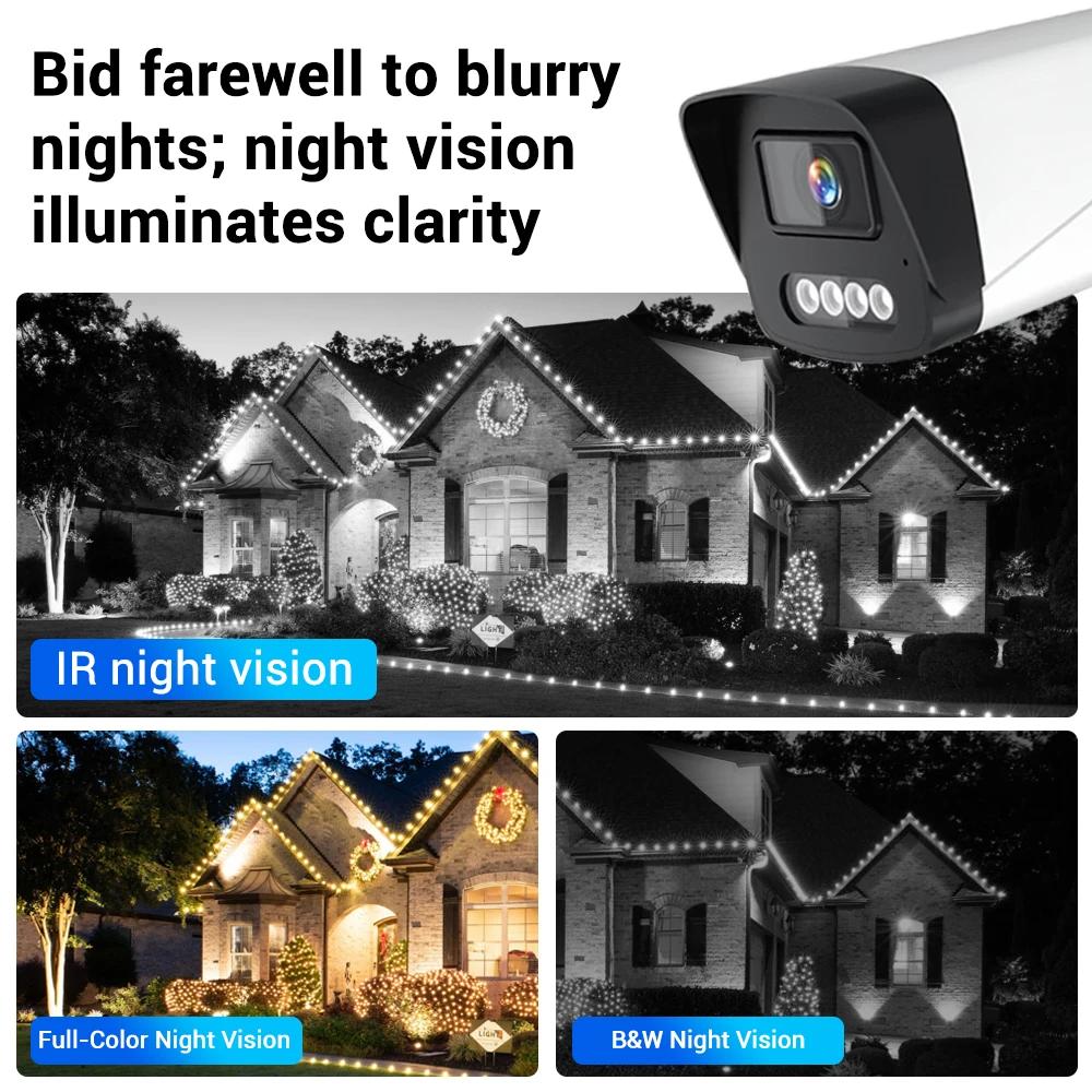 4K POE IPC Camera 8MP Ultra HD Outdoor Security CCTV with Color Night Vision, Human Vehicle Detection, IP66, Support Tuya APP
