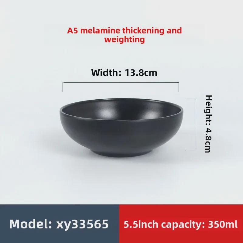 Ударопрочная меламиновая миска для лапши рамэн - черный искусственный фарфор, идеально подходит для острой лапши или риса в ресторанах.