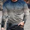 Men's 3D Printed Gradient Long Sleeve T-shirt Spring And Autumn Fashion Casual Retro Style Oversized Round Neck Tees Tops