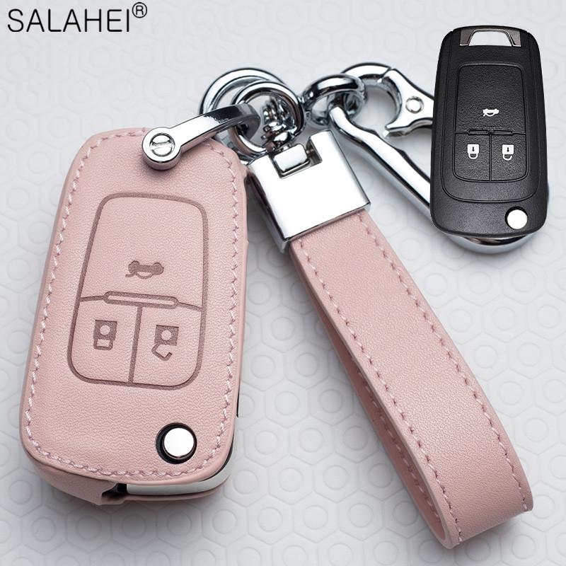 AABHI1 Leather Car Key Case Cover Fob For Chevrolet Cruze Aveo Trax Opel Astra Corsa Meriva Zafira Antara J Mokka Insignia For Buick