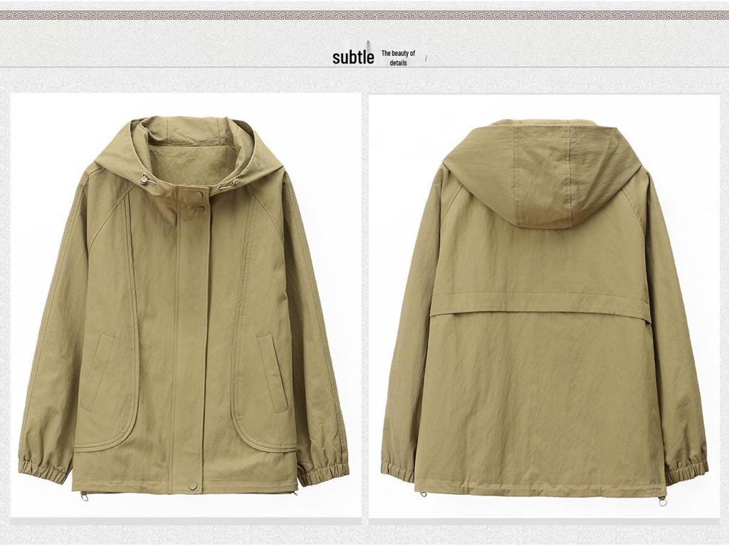 Женская куртка с капюшоном на весну и осень 2024 года: Модный, Повседневный, Свободный крой для среднего и пожилого возраста