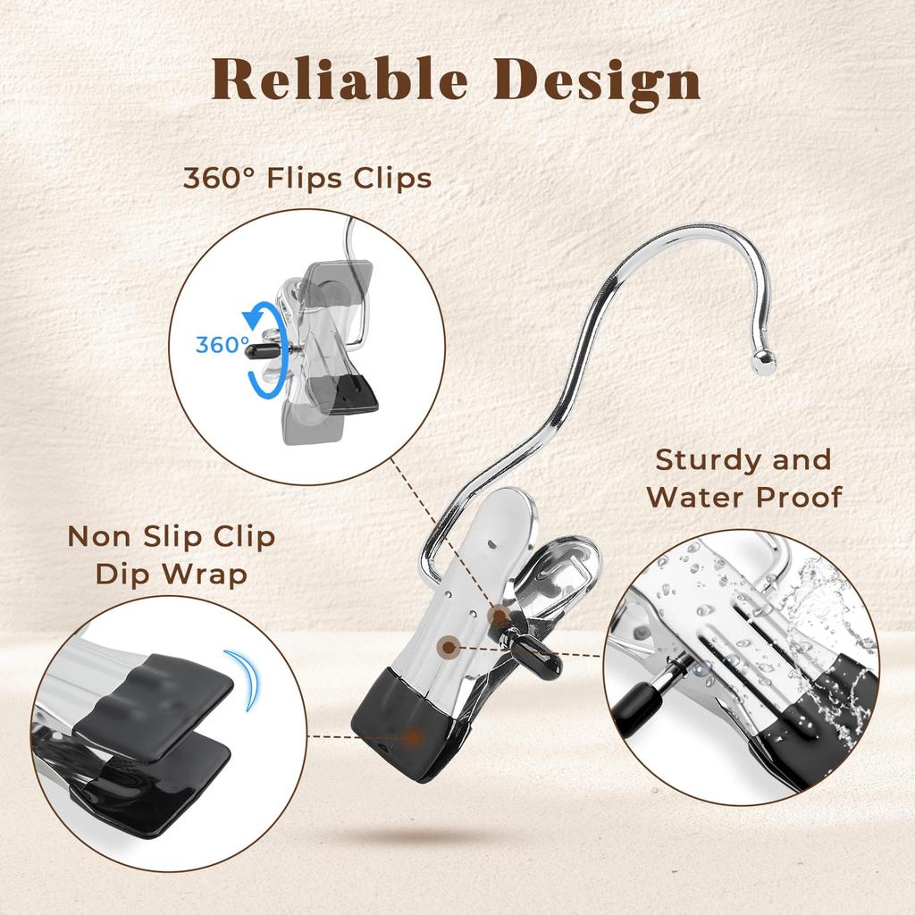 10 шт. прищепок из нержавеющей стали с крючком для хранения белья, портативный зажим для подвешивания, вешалка для шкафа, эффективное управление одеждой