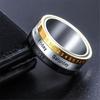 Vintage Men Date Time Titanium Steel Biker Spinner Roman Numerals Rings Rotatable 3 Part Punk