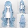 Long Wavy Synthetic Blue Women Wig with Bangs Fluffy Anime Game Cosplay Heat Resistant Wig for Daily Party