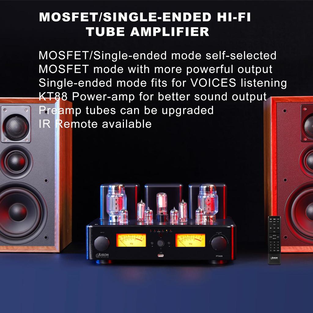 Juson Audio FTA88 180 Вт KT88 ламповый усилитель класса A HIFI вакуумный усилитель BT Mosfet Single End Dual Mode Remote 5.0 aptX-HD