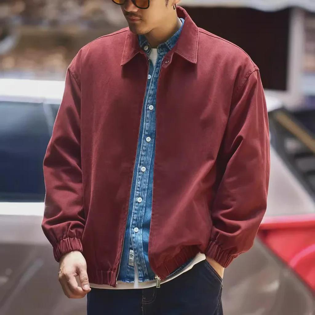 Мужская красная повседневная куртка Green Deer Retro Harrington на осень/зиму