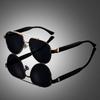 Non-polarized Metal Double Bridge Cat Eye Sunglasses for Women Fashionable Oversize Decor Punk Sun Glasses