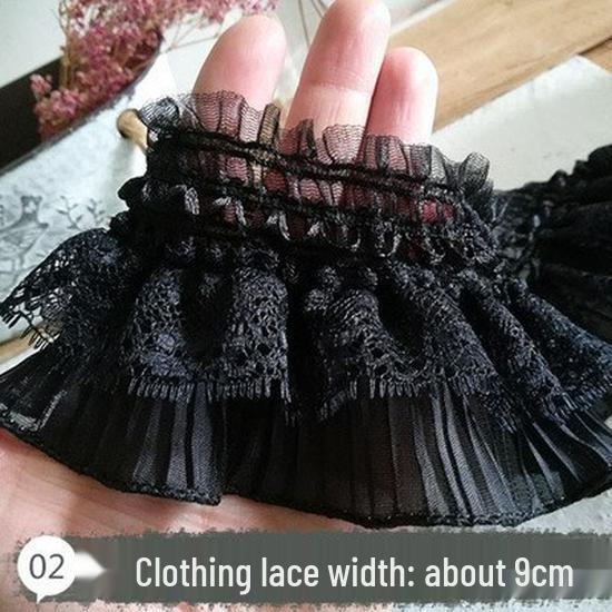 Черная кружевная органза для самостоятельного изготовления одежды и аксессуаров - украшение горловины и подола юбки