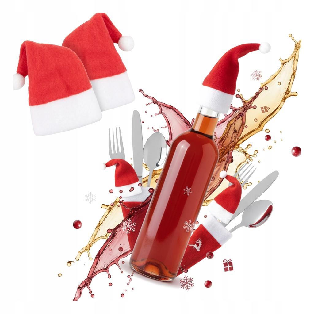 10x Christmas hats, Santa hats, bottles, cutlery, tinctures