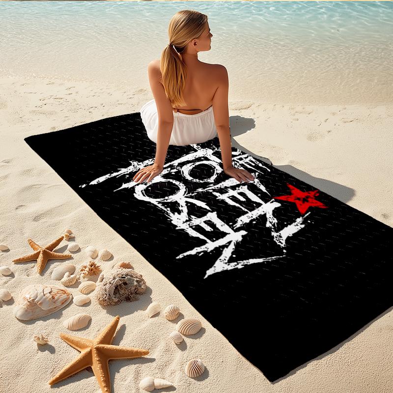 1Pc Symbol Design Beach Towel, Quick Dry, Multi-Use for Beach Pool Gym Yoga Home Travel, Christmas, Halloween, Xmas Gift Em92853
