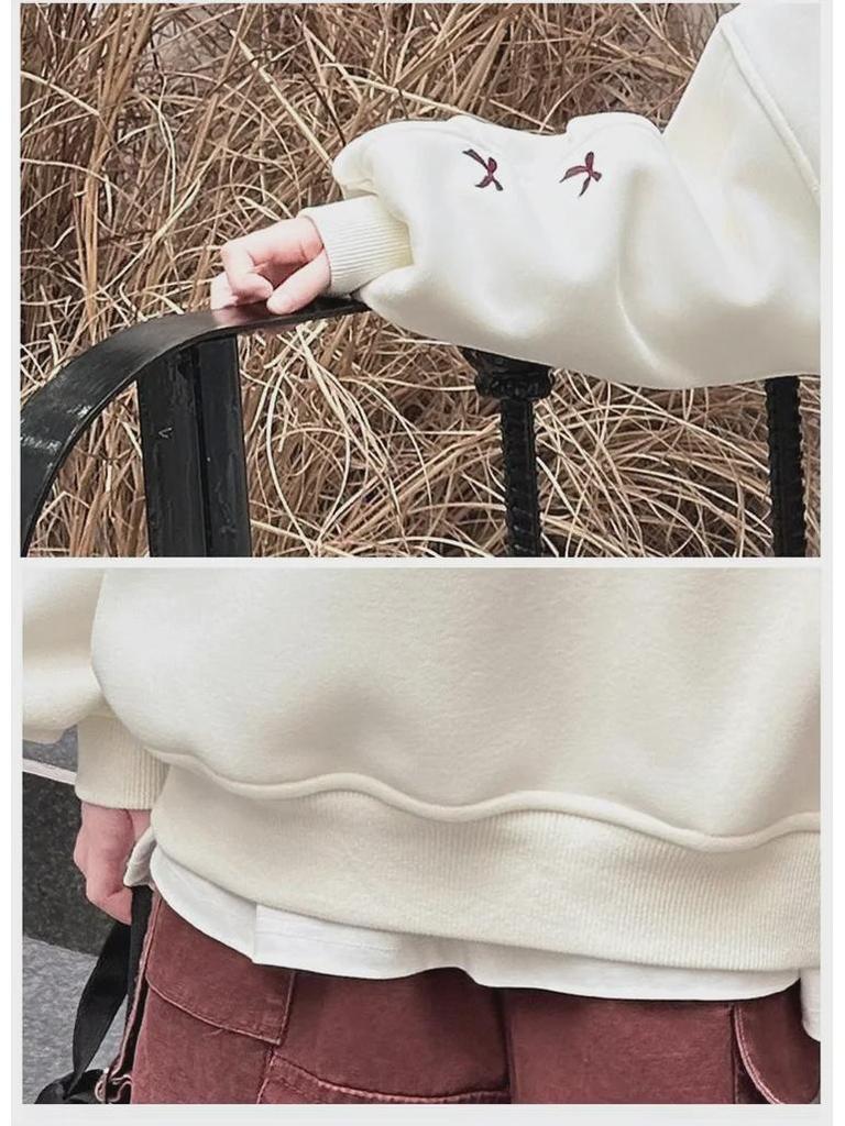 Свитер Heart Plus Velvet для девочек — милый пуловер с длинными рукавами для детей, осенне-зимний корейский стиль, однотонный универсальный дизайн.