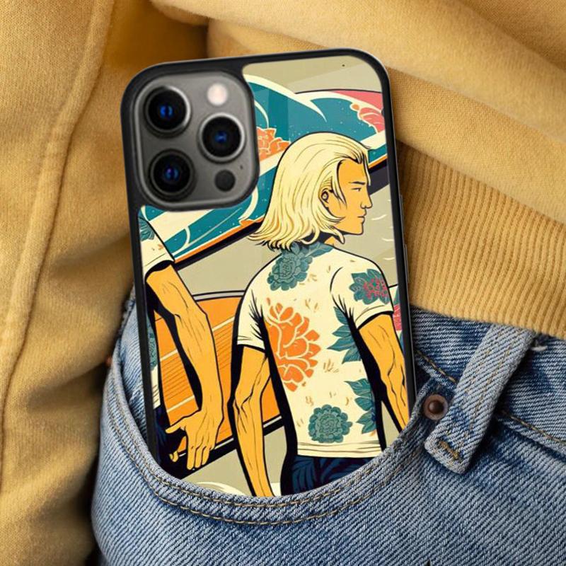 Japanese Surfers Soft Phone Case for iPhone 17 Air 16e Pro max 15 Pro 13 14 Plus 11 12 MagSafe Magnetic Coque