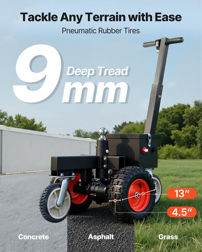 Electric Trailer Dolly, 1633 kg Max Trailer Weight 272 kg Max Tongue Weight, DC 24V 800W Motorized Trailer Dolly with 50 & 47.6 mm Hitch Balls for RV