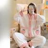 Women's Autumn and Winter Strawberry Pajamas Suit Thickened Warm Coral Fleece Pocket Coral Fleece Home Service