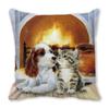 Cute Cat and Dog Animal Print Pattern Cushion Cover for Home Living Room Sofa Decoration Square Pillowcase