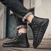 Original Black Ankle Boots Men Trend Zip Comfortable Leather Boots For Men Fashion Casual High Top Men's Boots Botas Para Hombre
