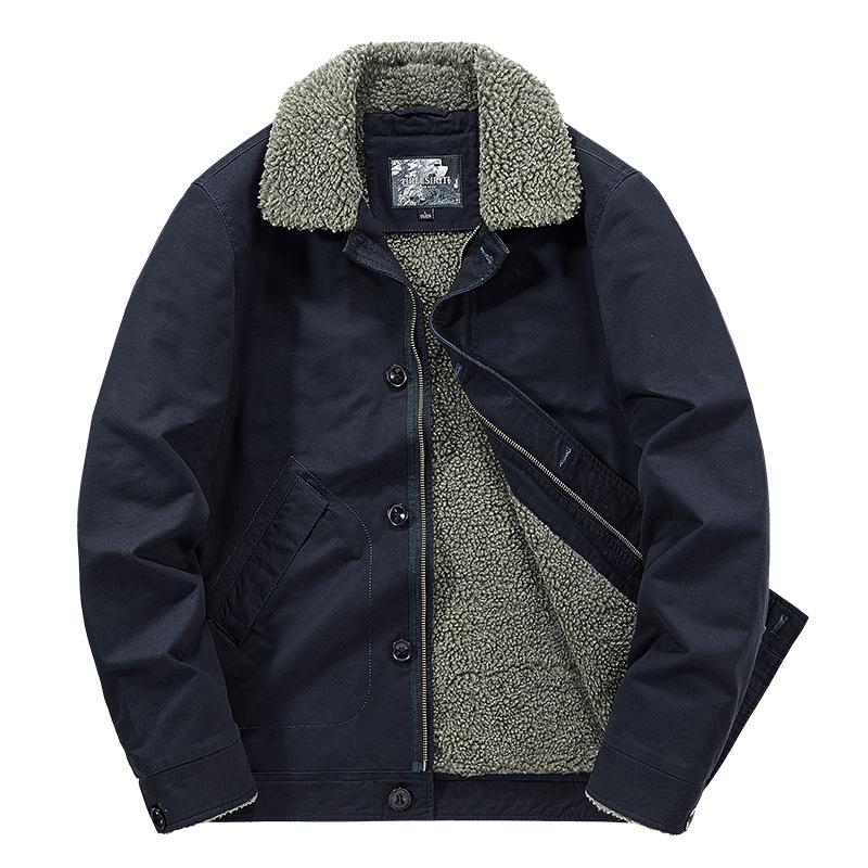 Зимнее модное хлопковое пальто для мужчин, куртка из бархата и утолщенного хлопка, теплое пальто из овечьей шерсти, хлопковое пальто с отворотами для спецодежды