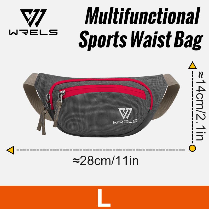 WRELS Running Belt Waist Pack Large Capacity Breathable Fanny Pack Multi Pocket Mesh Adjustable Lightweight Running Pack 5