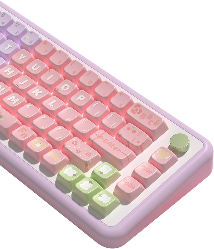 Тематические колпачки для клавиш 158 колпачков для клавиш из ПБТ. Набор специальных колпачков для клавиш MDA подходит для переключателей Cherry MX 61/87/104/108 и других механических клавиатур. (клубника)