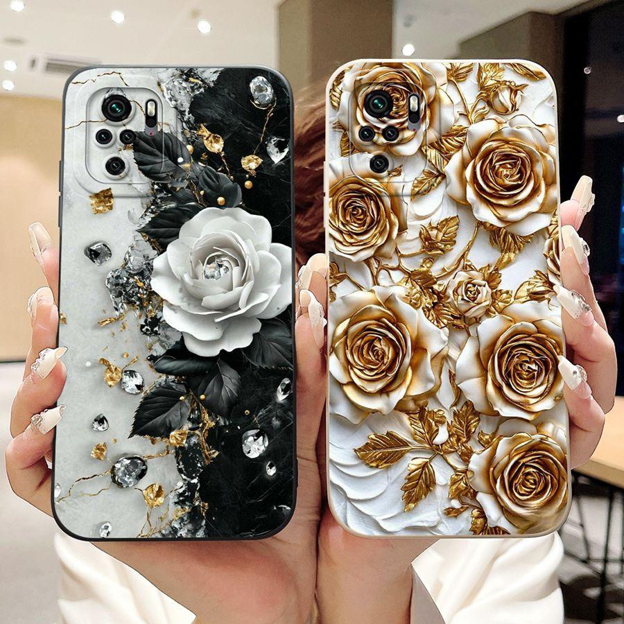 Phone Case For Xiaomi Redmi Note 10 Pro 4G Funda Flower Painted Matte Soft Protective Cover for Redmi Note10 10S 10Pro Bags