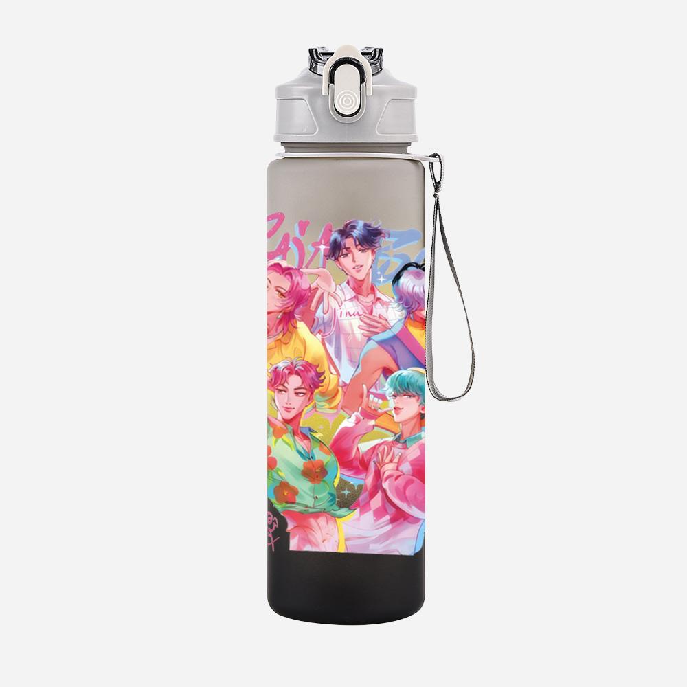 750Ml Water Bottler K-Pop Demon Hunters Printed Character Water Cup Large Capacity Outdoor Portable Rope Drinking Bottle for Boy Girl Gift
