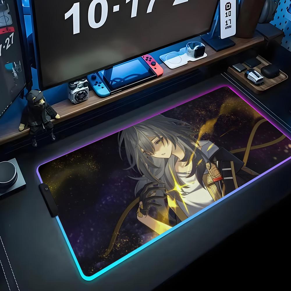 Stelle hsr Коврик для мыши RGB Игровой коврик для мыши Большой светодиодный коврик Настольный коврик для ПК Светящийся коврик для мыши Большие коврики для клавиатуры Настольный ковер С подсветкой