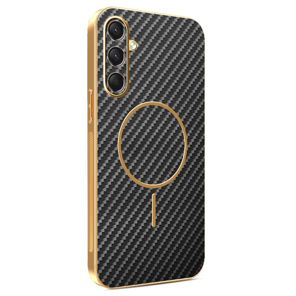 For Samsung Galaxy A16 4G/A16 5G Phone Case Carbon Fiber Textured Electroplated TPU Back Cover