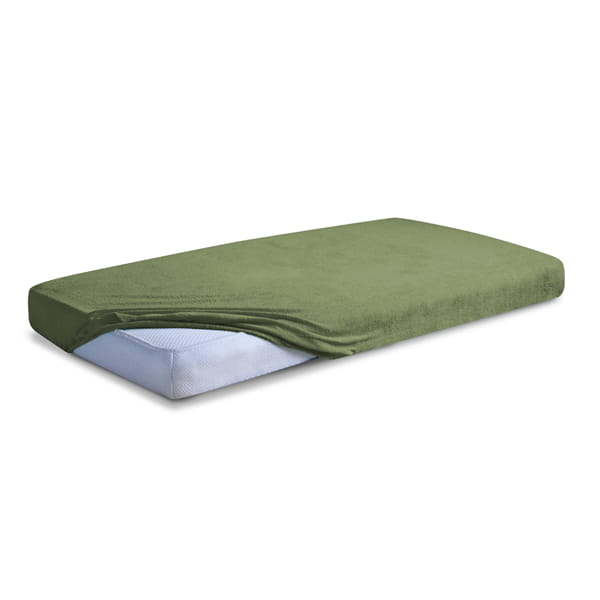 Prześcieradło frotte z gumką 110/120x190/200 premium oliwkowe