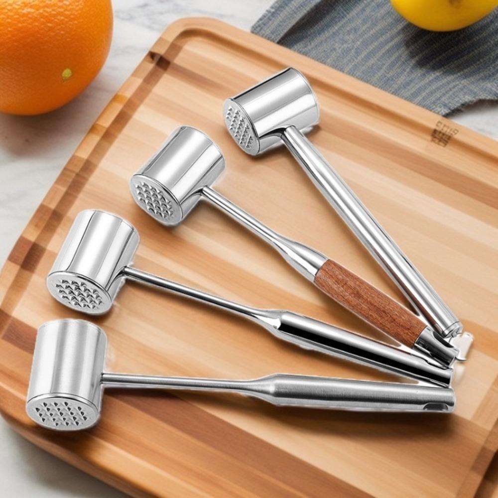 Double-side Meat Hammer Stainless Steel Steak Mallet Kitchen Beef Hitting Tool  Meat Preparation