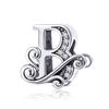 Bamoer Authentic 925 Sterling Silver Vintage Letter A To Z Zircon Bead Charms Fit Original Charm Bracelets DIY Jewelry