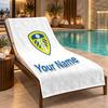 Custom Name Leeds United FC Beach Towel Personalized Text Soft Towel Swimming Travel Bath Gift
