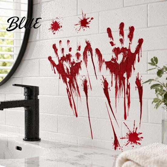 Decorative Window Film Halloween Blood Handprints/Footprints Wall Stickers Removable Decals Spooky Waterproof Scratch-resistant Decal DIY Decoration
