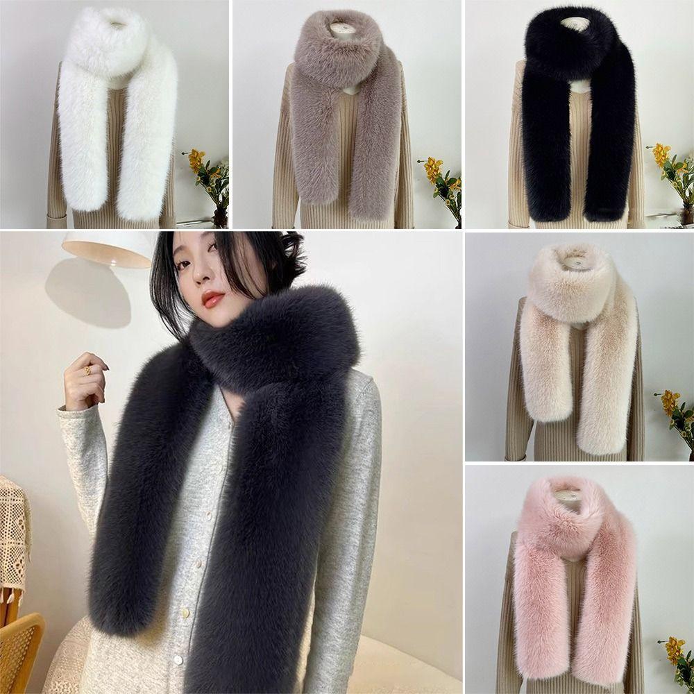 Fur Decor 6 Colors Fake Fur Long Scarf Thicked Fluffy Plush Wraps Shawl Vintage Ladies Scarves Outdoor