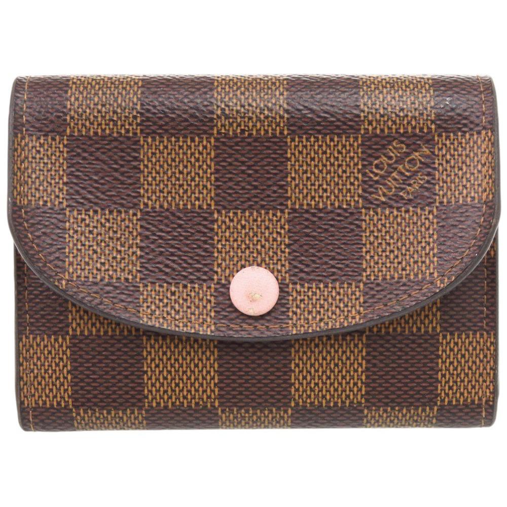 Used AUTHENTIC LOUIS VUITTON N64423 Damier Portomone Rosary coin purse Rose valerine