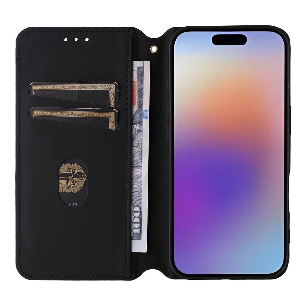 For iPhone 17 Case Wallet Rhombus Imprinted Leather Phone Cover