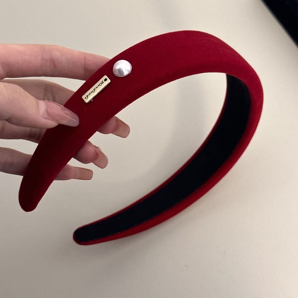 Cloth Red Sponge Headband Camellia Flowers Velvet Hair Band Creative   Girl