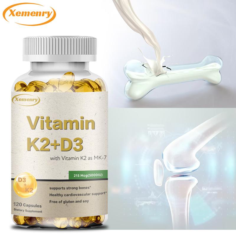 Капсулы с витамином K2+D3 5000 МЕ - Здоровье сердца, костей и зубов, поддержка иммунитета