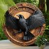 2d Flat 20*20cm Crow Sign, Cute Bird Round Wooden Sign, Wall Hanging, Decorative Wall Art, Room Home Restaurant Bar Cafe Decor