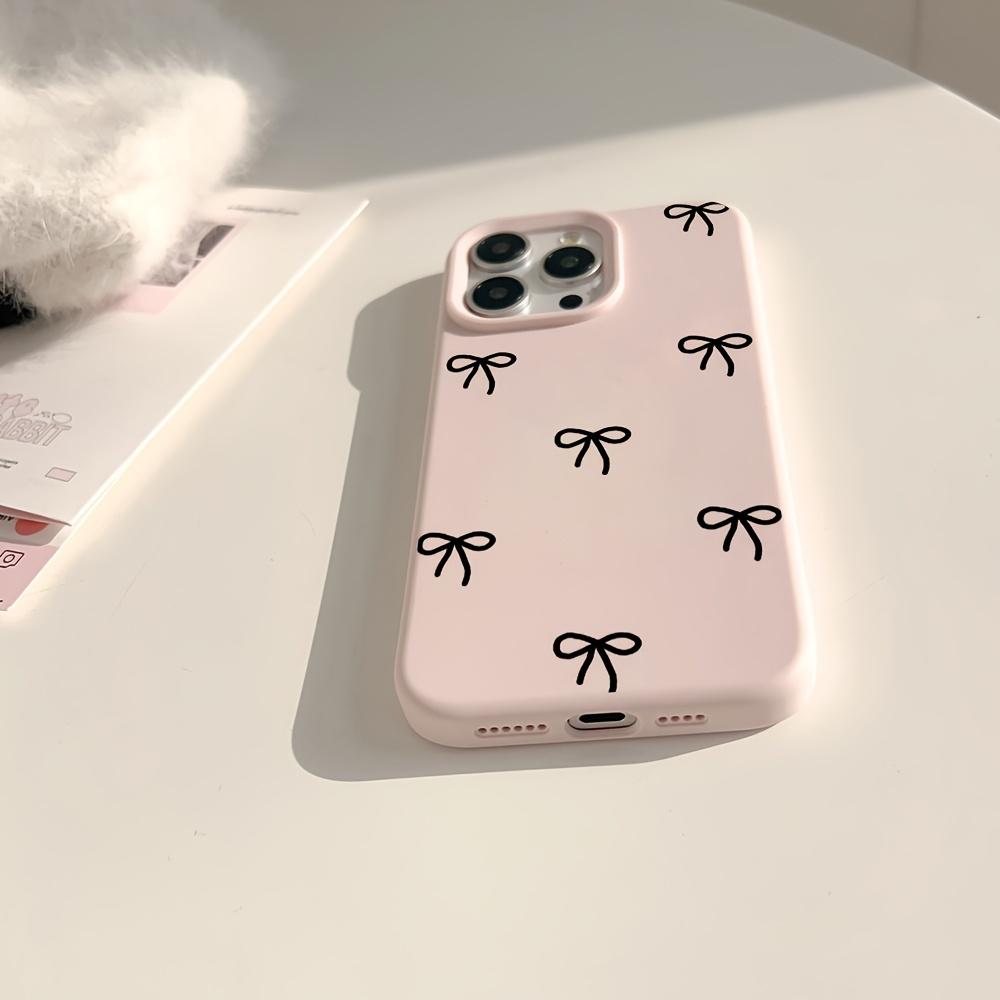 Минималистичный черный чехол для телефона с бантом, подходит для iPhone 17 16 15 14 13 12 11 Pro/Max/Plus, противоударная задняя крышка