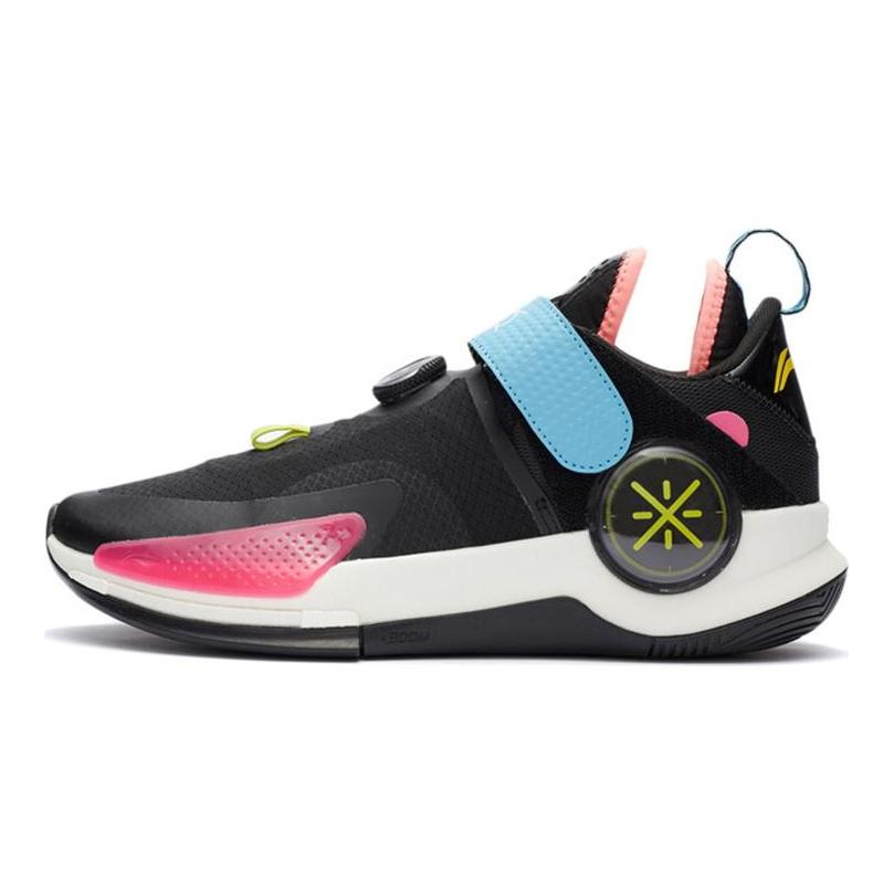 Li Ning Wade Fission 7 V2 Текстиль, Синтетическая Кожа, TPU Амортизация Низкие Баскетбольные Кроссовки Мужские Черный Синий Розовый ABPR047-14