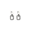 Diamond-Studded Geometric Silver Needle Earrings - Minimalist French Luxury for Women
