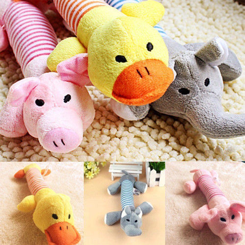 Cute Puppy Squeaky Plush Dog Toys Pig Elephant Duck Chew Squeaker